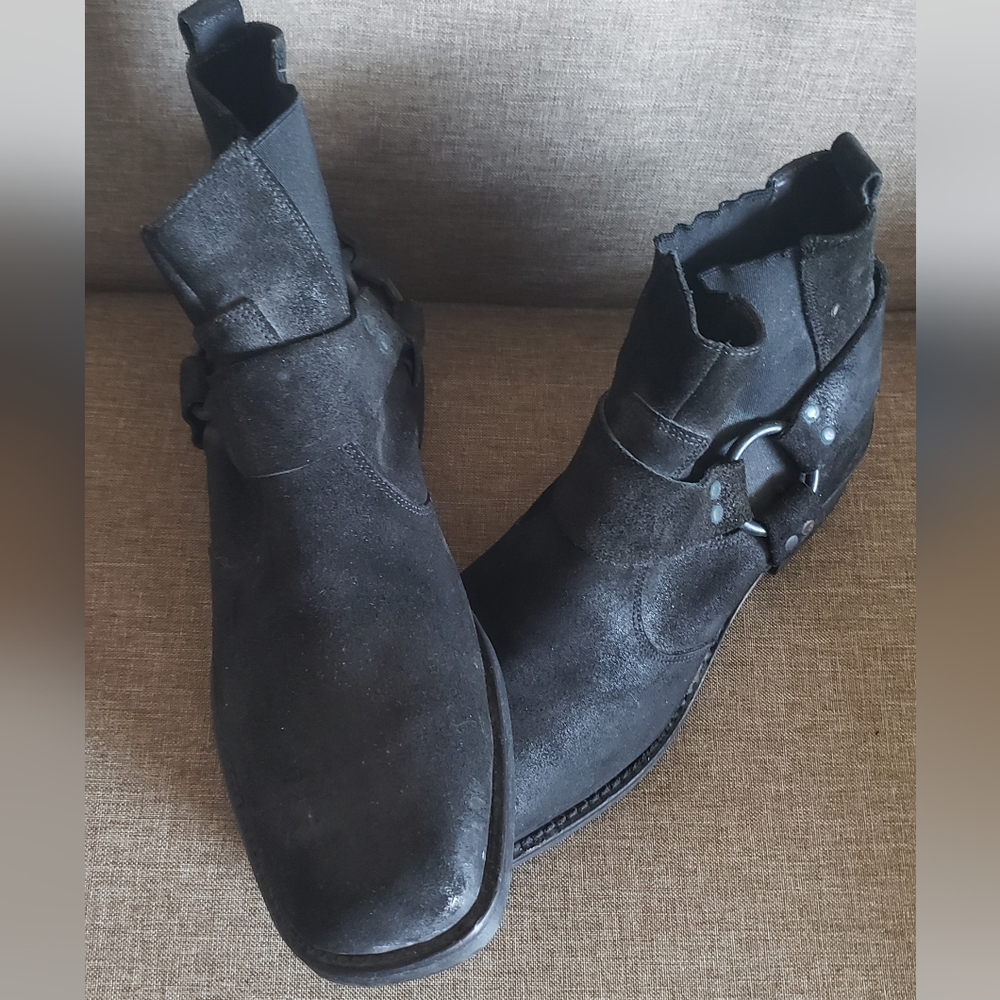 Alfani Black Suede Harness Ankle Boots